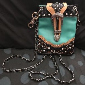 Leather glam purse over the shoulder bag